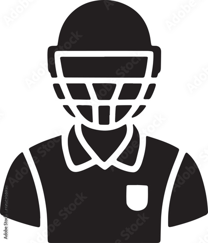 Cricket player avatar icon vector illustration for sports profile and batsman athlete character