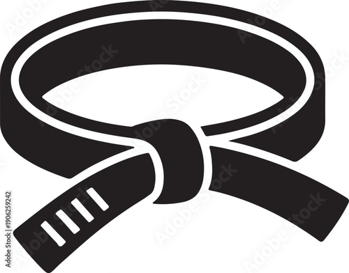 Martial arts belt tied in knot on checkered background silhouette vector