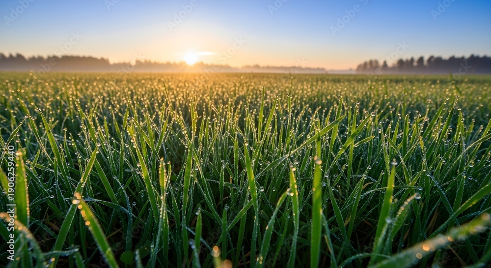 custom made wallpaper toronto digitalField of green grass at sunrise