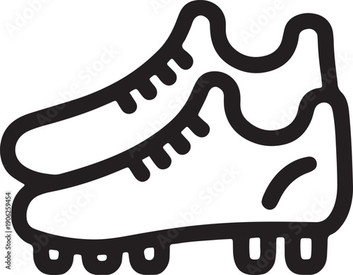 Pair of outline football cleats or sports shoes isolated on transparent background design element