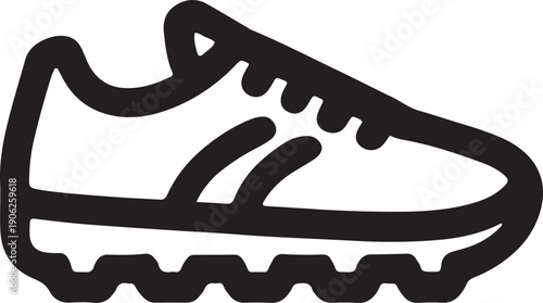 Single outline football cleat or sports shoe isolated on transparent background design element