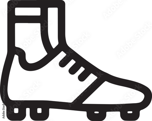 Soccer football cleat boot line icon for sports shoes or athletic footwear outline vector