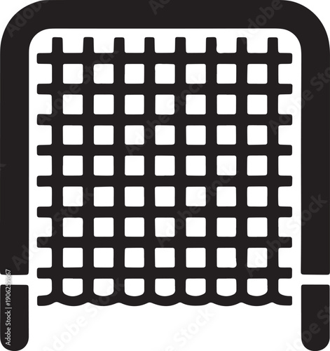 Soccer goal net frame icon representing football stadium equipment and sporting match elements