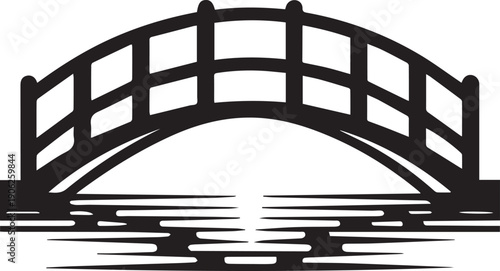 Wooden Bridge Silhouette Vector Black and White