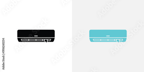 Air conditioner wall mounted units in black and cyan