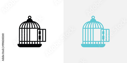 Birdcage in black and cyan bird cage