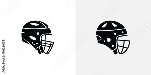 Black american football helmets with white details