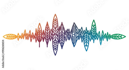 Colorful nature-inspired soundwave graphic design with gradient leaf patterns artistic illustration