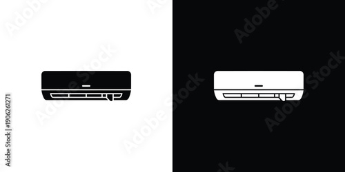 Black and white air conditioner on contrasting backgrounds 1