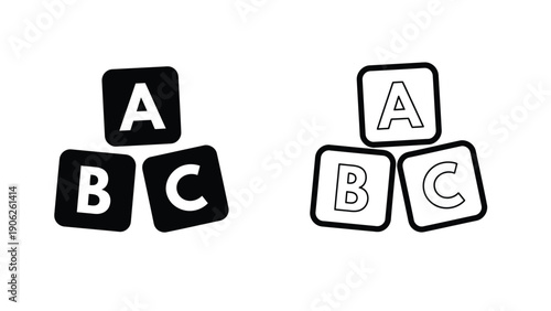 Three blocks with letters A, B, and C are arranged in a triangular formation.