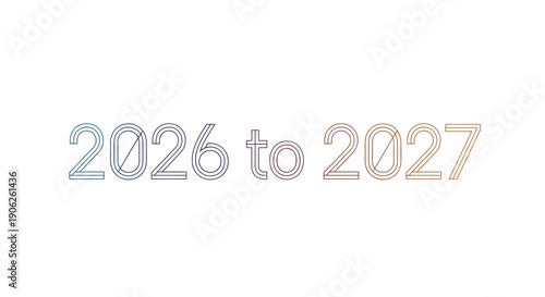 A sleek gradient outline text illustrating the transition from year 2026 to year 2027 in a modern