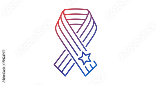 Gradient patriotic ribbon icon with star representing honor, awareness, and national pride for