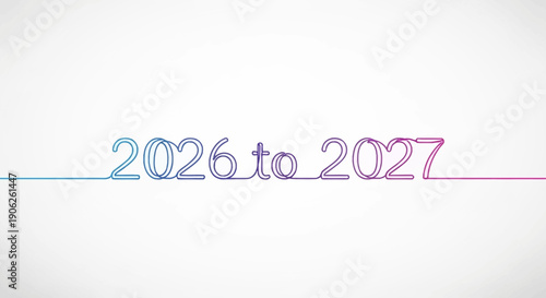 A vibrant continuous line art illustration showcasing the transition from year 2026 to 2027