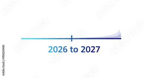 A clean and modern timeline graphic showcasing the transitional period from 2026 to 2027 a simple