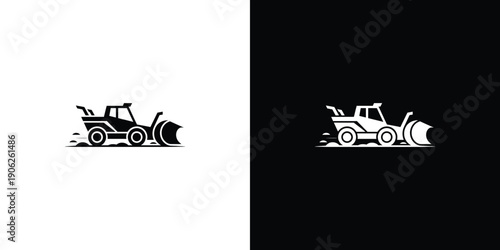 Black and white asphalt paving machine construction