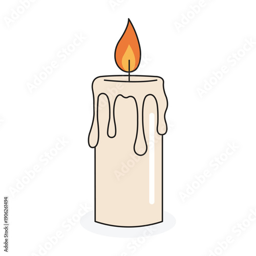 Professional melting wax candle vector illustration: colorful flame icon for interior design