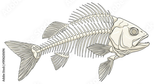 Fish Skeleton Illustration - Anatomical Representation of Aquatic Life