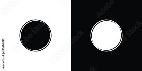 Black and white circles with outline on split background