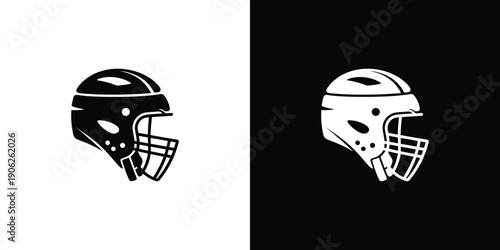 Black and White Football Helmets Side by Side sports equipment