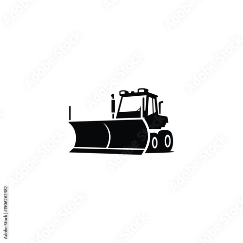 Black and white snowplow vehicle winter