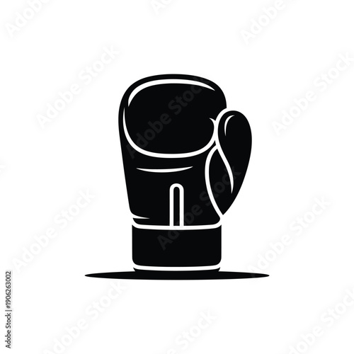 Black boxing glove with white outline fist sport