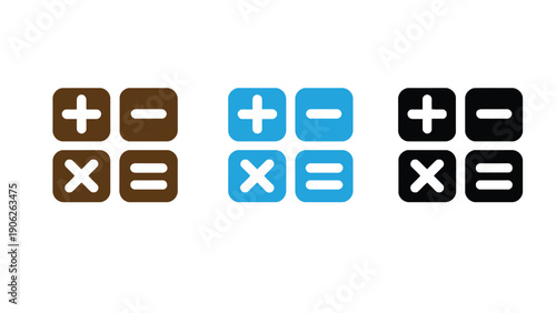 Calculator icons set in different colors for various design applications
