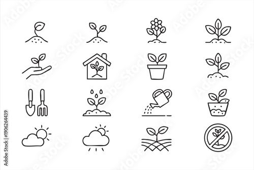 Green Nature and Growth Vector Symbols for Web and Print