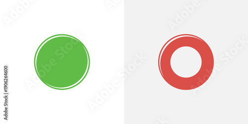 Green circle and red ring shapes white background two shapes