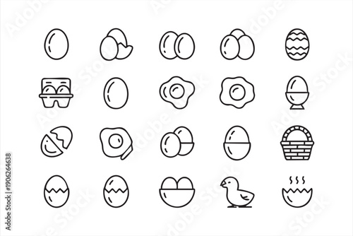 Minimal Cooking and Egg Vector Icons Collection for Kitchen Projects