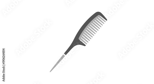 Black and silver hair comb on white background.