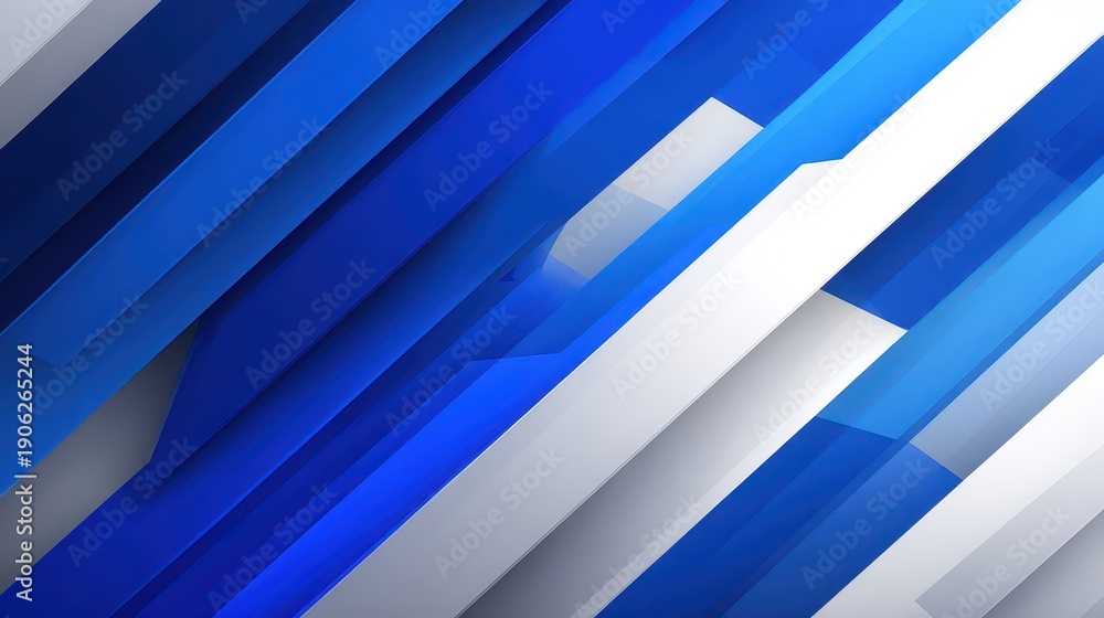 Fototapeta premium Abstract Diagonal Geometric Design with Blue and White Stripes Pattern with Soft Lighting Background