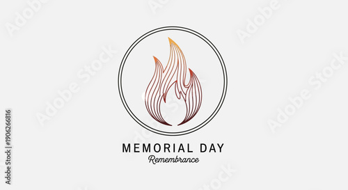 Elegant Memorial Day Remembrance flame icon symbolizing tribute and solemn reflection