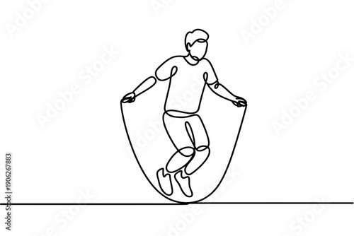 A man jumping rope in a simple line drawing style for fitness and exercise