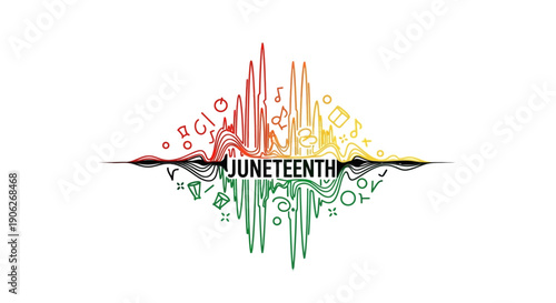 Juneteenth celebration with vibrant music and cultural elements symbolizing freedom and heritage