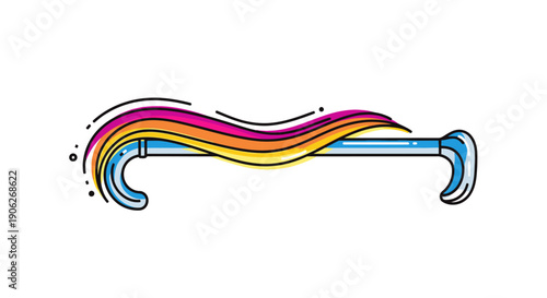Colorful graphic bicycle handlebar with dynamic flowing lines representing movement and joy on a