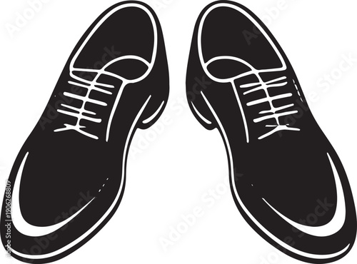 Pair of men's dress shoes with laces viewed from above isolated on transparent background
