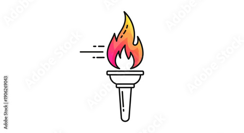 Dynamic Flaming Torch Icon Representing Spirit Energy and Swift Progress Vector Illustration
