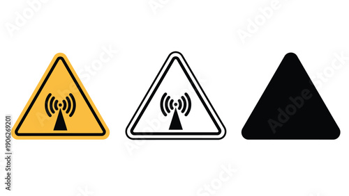 Warning symbols indicating radio frequency radiation hazard