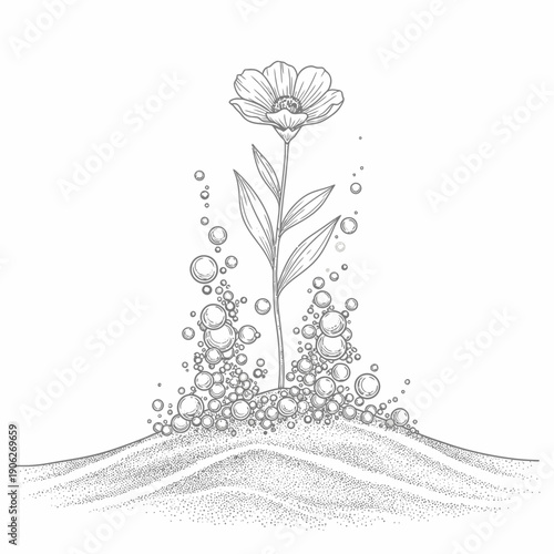 Single flower growing from ground surface.