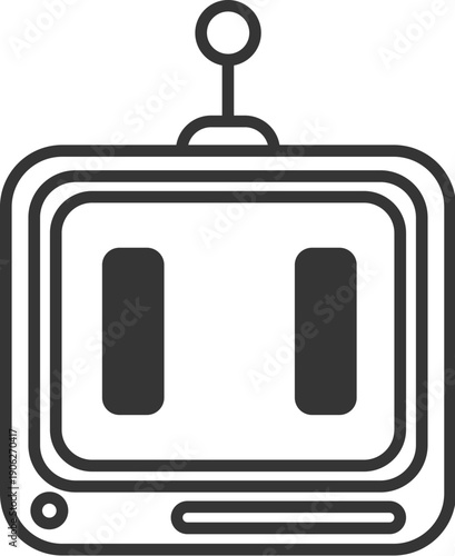 Sticker outline emoji chat-bot style face. Surprised emotion. Ai robotic avatar retro style illustration