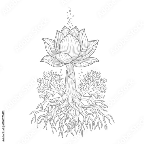 Detailed illustration of a lotus flower 2.