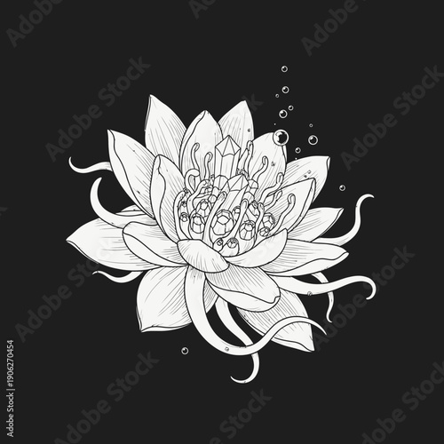 Detailed Illustration of a Lotus Flower.