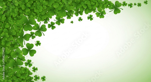 St patrick's day celebration with shamrocks and bunting on wooden table