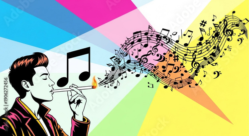 Pollution concept with industrial waste pouring into a serene river with fish and rocks