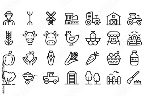 Organic food minimalist pictograms collection