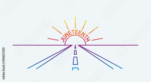 Juneteenth Celebration Sunrise Road Minimalist Vector Illustration of Freedom and New Beginnings