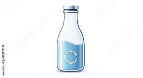 Vitamin c supplement bottle with recycling symbol on a white background for health and wellness concepts