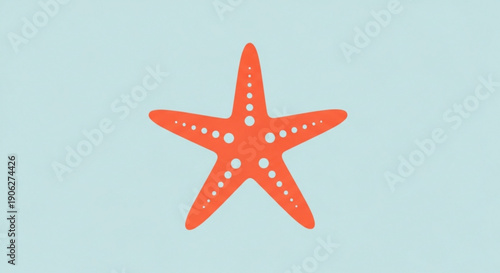 Vibrant orange starfish with white spots on light blue background symbolizing marine life and ocean beauty