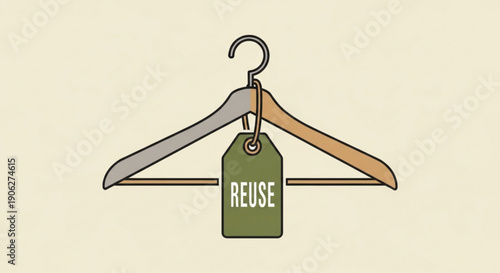 Clothing hanger with reuse tag for sustainable fashion and eco friendly living