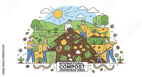 People Working Together on Compost Heap.